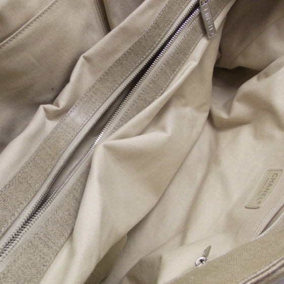 Chanel Coated Canvas Large CC Yacht Tote Beige White 8 of 12