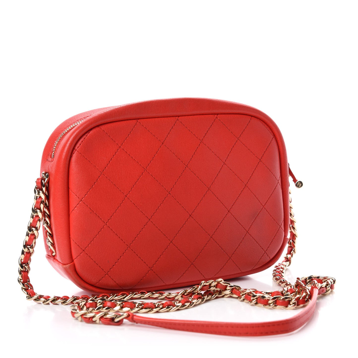 Goatskin Quilted Large Casual Trip Camera Case Bag Red