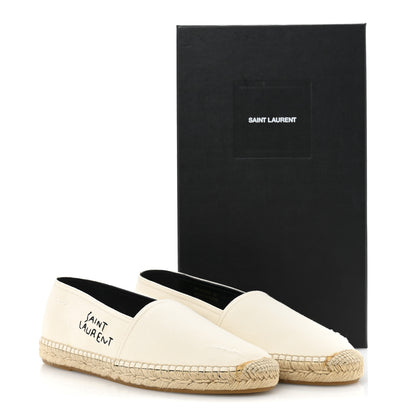 Saint Laurent Canvas Mens Elba Light Logo Embroidered Espadrilles 43 Panna 10 of 10