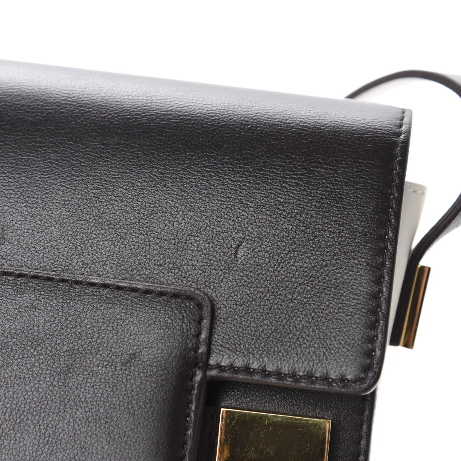 Delvaux Calfskin Mini Madame Crossbody Dark Brown White 13 of 21