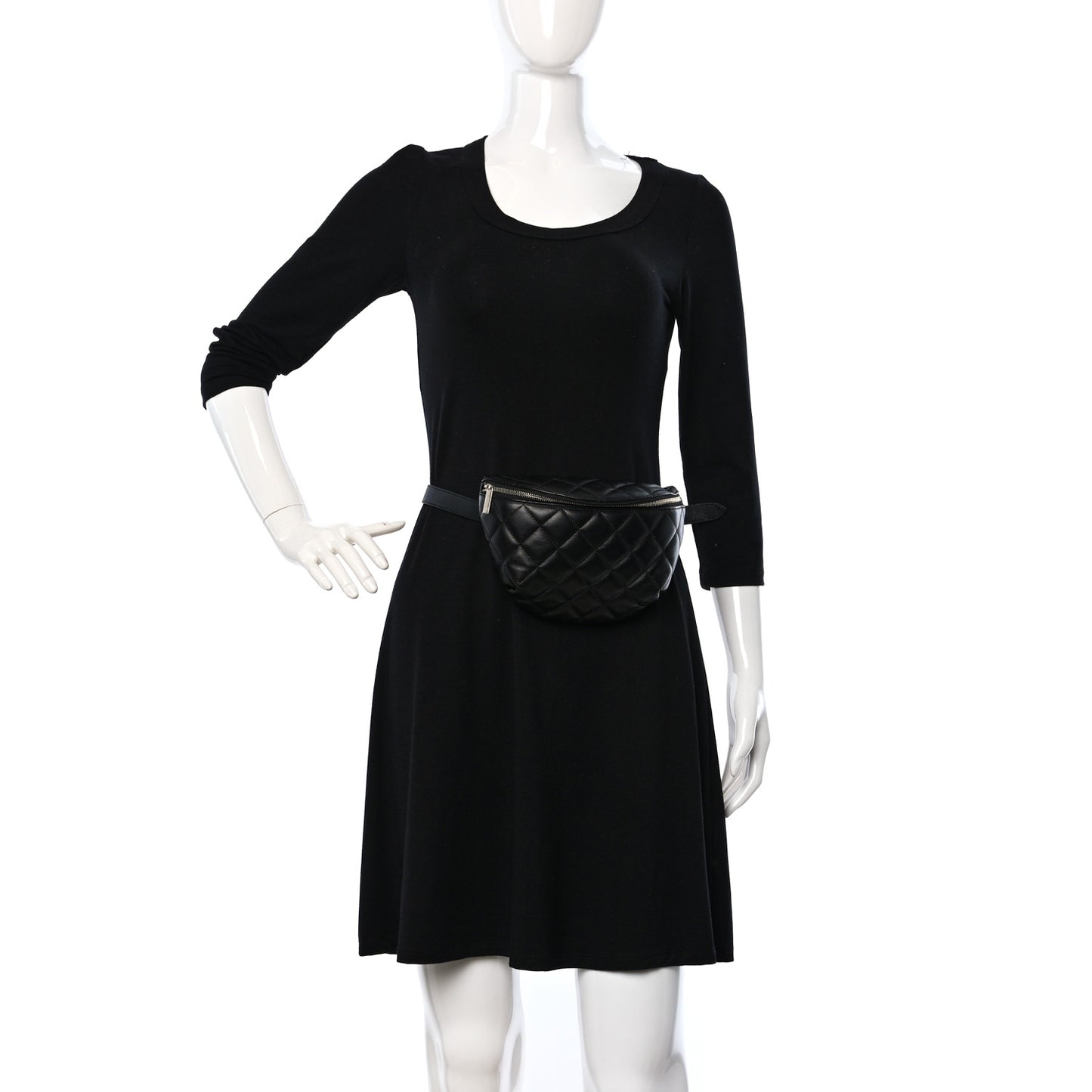 Lambskin Quilted Waist Belt Bag Black