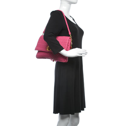 Miu Miu Nappa Matelasse Crystal Flap Clutch Fuxia 2 of 8