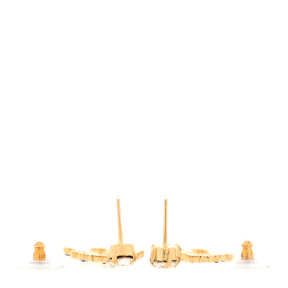 Chanel Resin Crystal Pearl CC Drop Earrings Gold Black 3 of 5