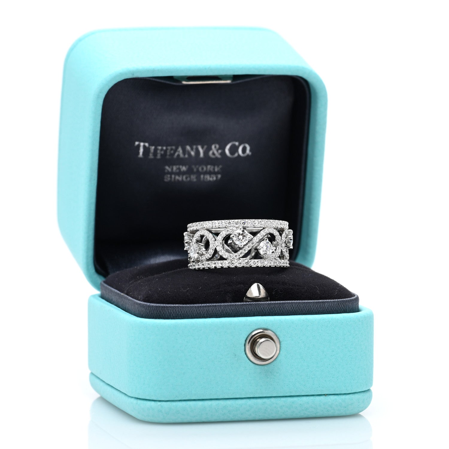 Tiffany Platinum Diamond Enchant Scroll Ring 48 4.5 5 of 5