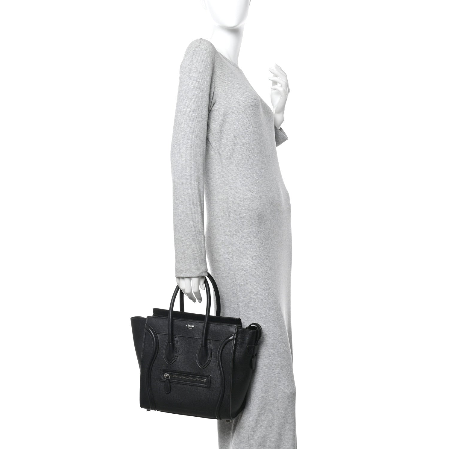 Celine Drummed Calfskin Micro Luggage Black 2 of 13