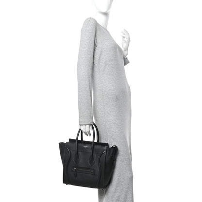 Celine Drummed Calfskin Micro Luggage Black 2 of 13
