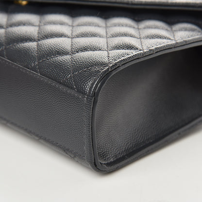 Saint Laurent Grain De Poudre Textured Mixed Matelasse Triquilt Medium Monogram Satchel Dark Smog 9 of 9