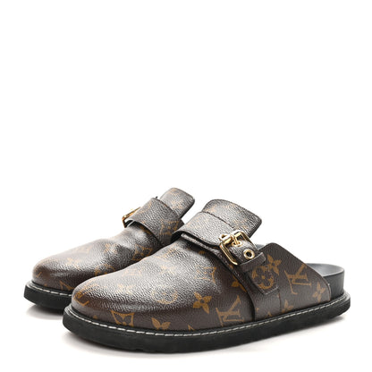 Louis Vuitton Patent Monogram Womens Cosy Flat Comfort Clog Mules 38 Brown 4 of 9