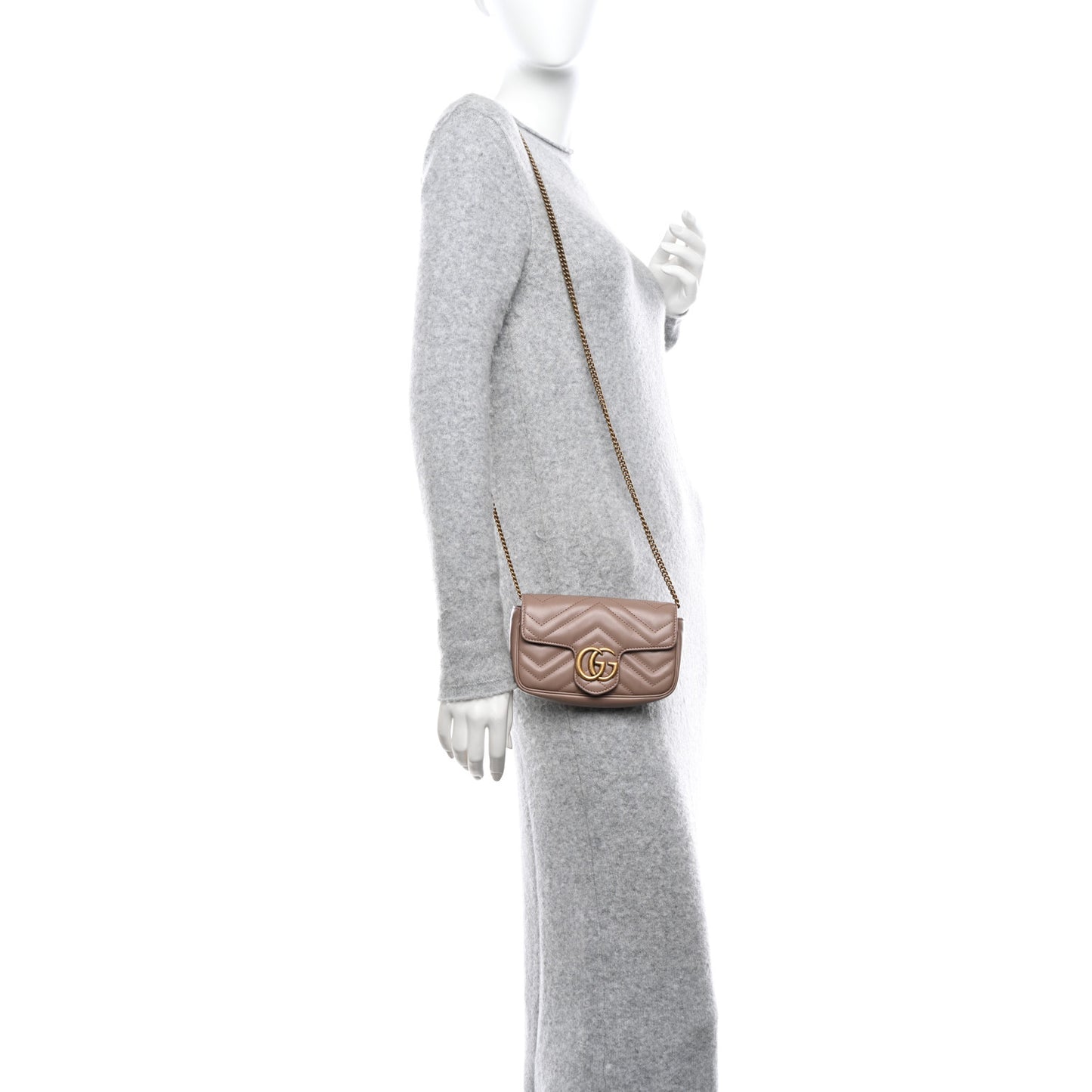 Calfskin Matelasse Super Mini GG Marmont Shoulder Bag Porcelain Rose