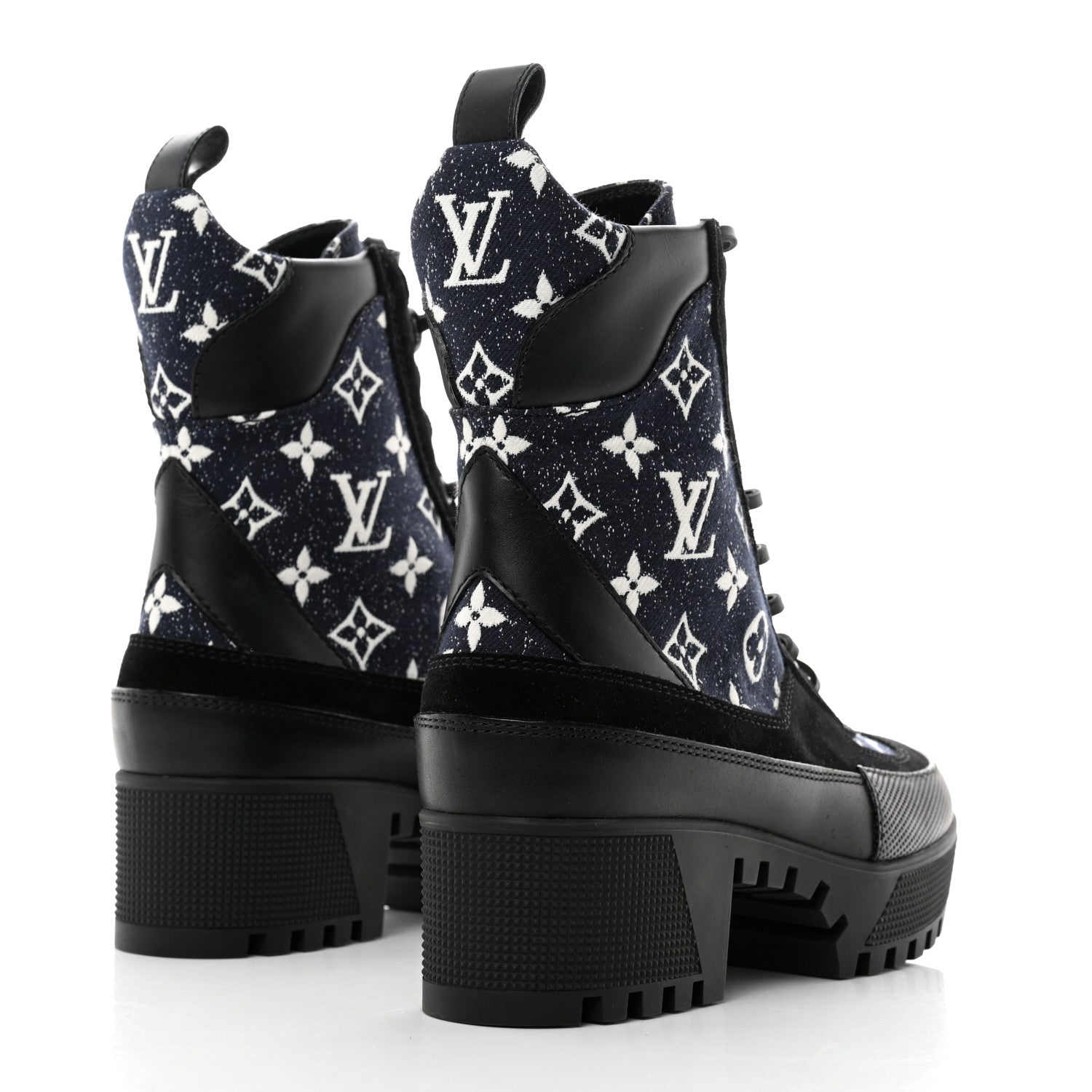 Louis Vuitton Denim Calfskin Metropolis Flat Ranger Boot 37 Navy Blue 4 of 9