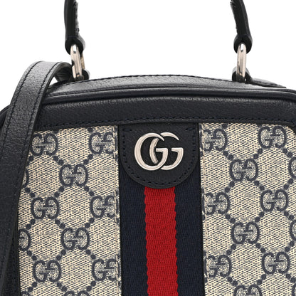 Gucci GG Supreme Monogram Mini Ophidia Top Handle Square Shoulder Bag Beige Blue 9 of 11