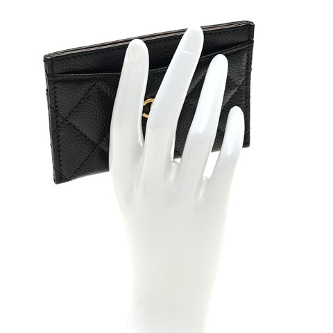 Caviar Quilted Card Holder Black