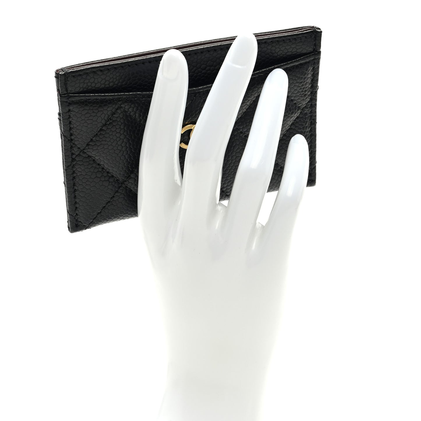 Caviar Quilted Card Holder Black