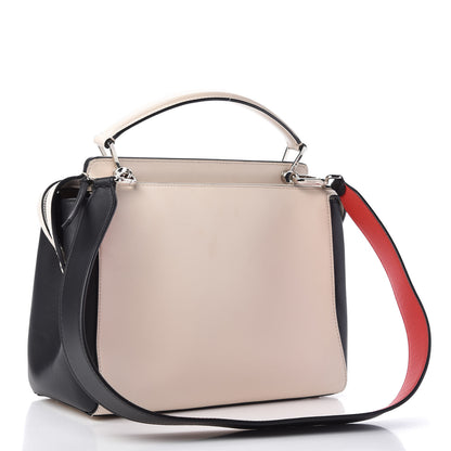 Fendi Vitello Baltico Shiny Nappa Lace Up DotCom Satchel Camelia Black Multicolor 3 of 10