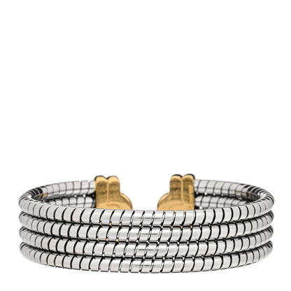 Bulgari 18K Yellow Gold Stainless Steel Parentesi Tubogas Cuff Bracelet 2 of 3