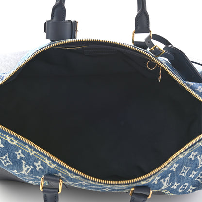 Louis Vuitton X NIGO Taurillon Monogram Denim Drip Keepall Bandouliere 50 Blue 4 of 9