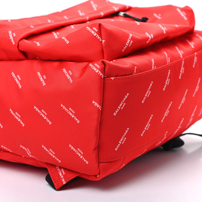 Balenciaga Twill Nylon Allover Logo Print Explorer Backpack Rouge Vermillion White 8 of 9