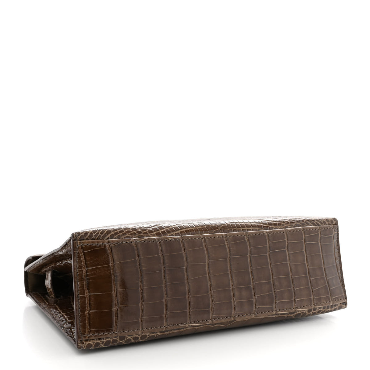 Shiny Alligator Kelly Pochette Gris Elephant