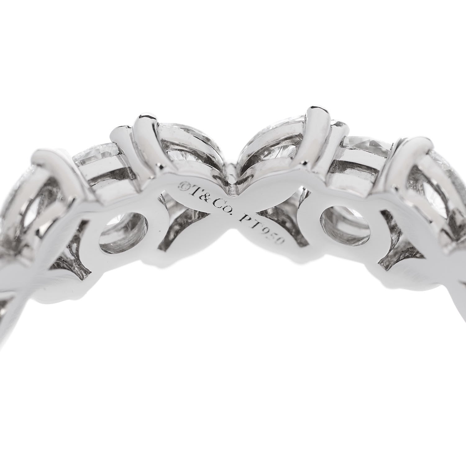 Tiffany Platinum Diamond Victoria Alternating Band Ring 51 5.75 4 of 5