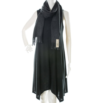 Burberry Cashmere Embroidered Fringe Scarf Charcoal 2 of 6
