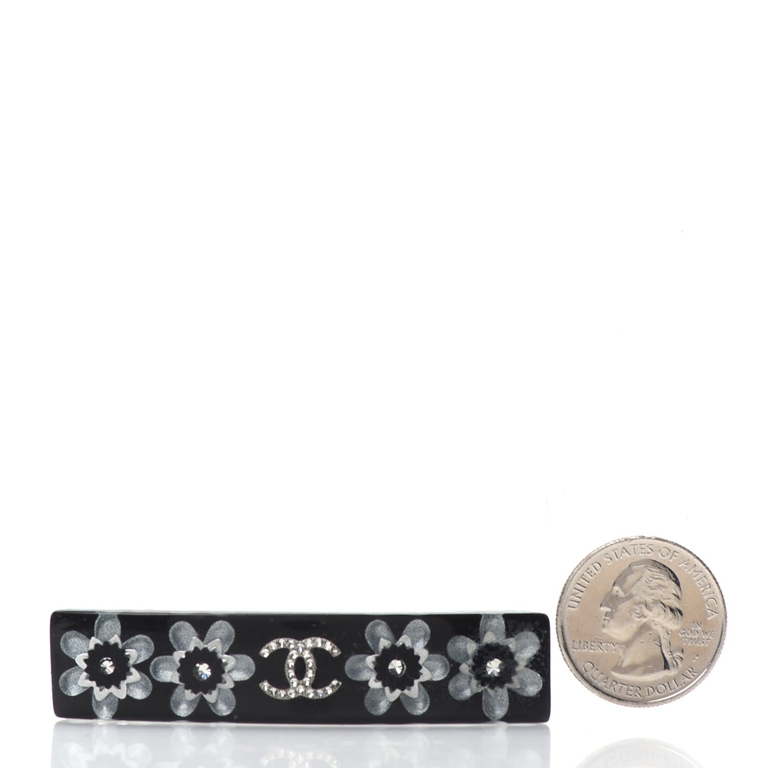 Chanel Crystal CC Hair Clip Barrette Black 2 of 4