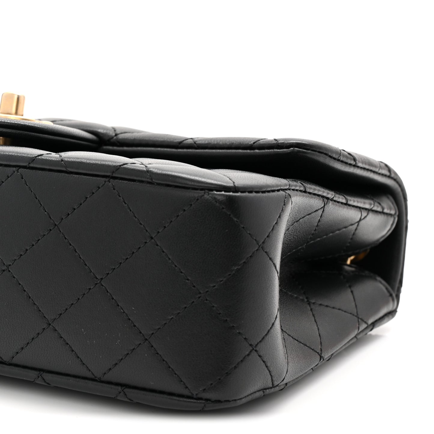 Lambskin Quilted Small Sweet Camellia Flap Black