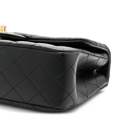 Chanel Lambskin Quilted Small Sweet Camellia Flap Black 10 of 11