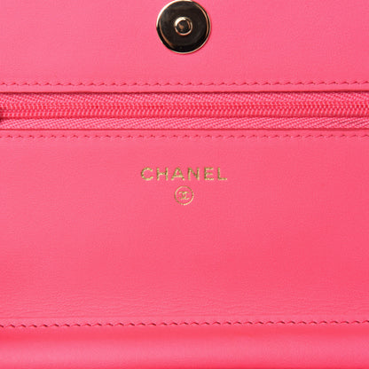 Chanel Patent Calfskin Quilted Wallet On Chain WOC Pink 8 of 11