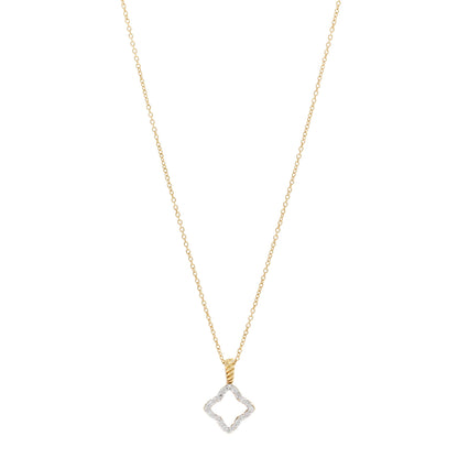 David Yurman 18K Yellow Gold Diamond Cable Collectibles Quatrefoil Pendant Necklace 1 of 5