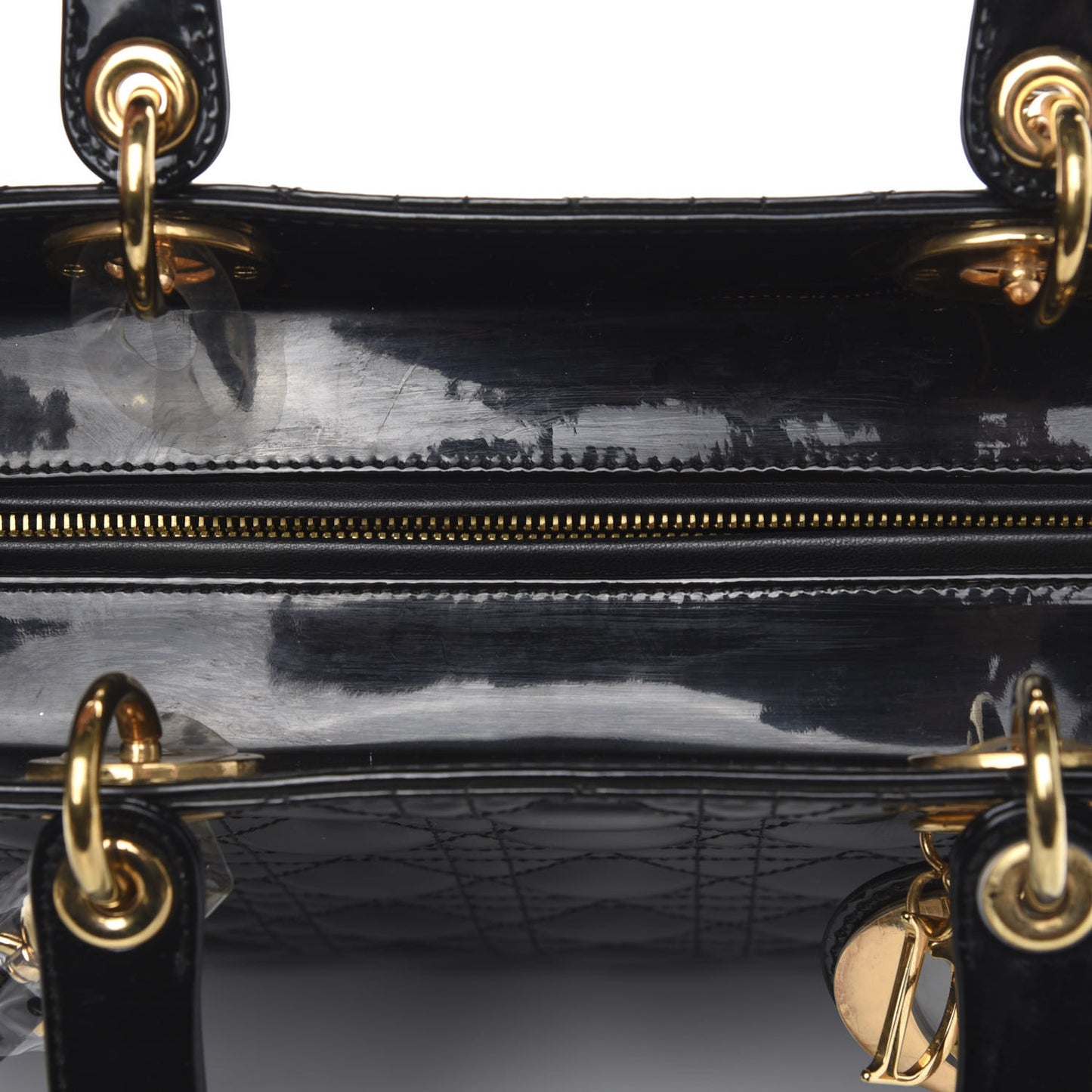 Patent Cannage Large Lady Dior Black