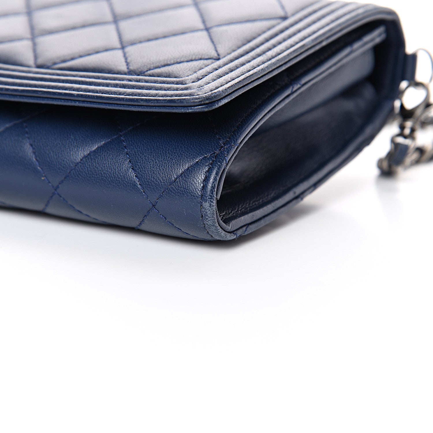 Chanel Lambskin Quilted Boy Wallet On Removable Chain WOC Navy Blue 10 of 18