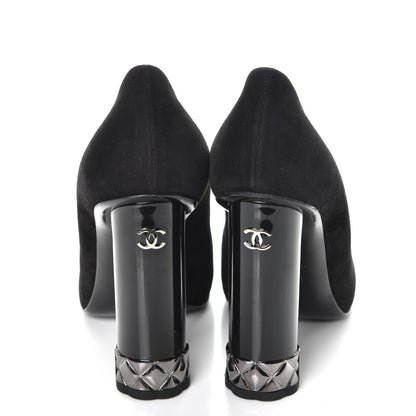 Chanel Suede Calfskin CC Pumps 36 Black 6 of 10