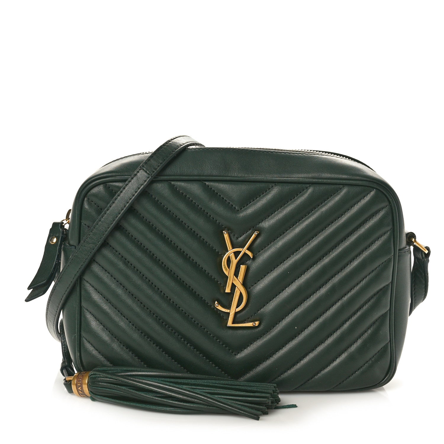 Saint Laurent Calfskin Matelasse Monogram Lou Camera Bag Vert Fonce 1 of 17