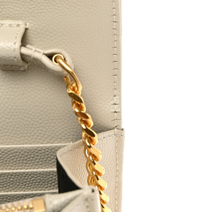 Saint Laurent Grain De Poudre Matelasse Chevron Monogram Chain Wallet Crema Soft 10 of 10