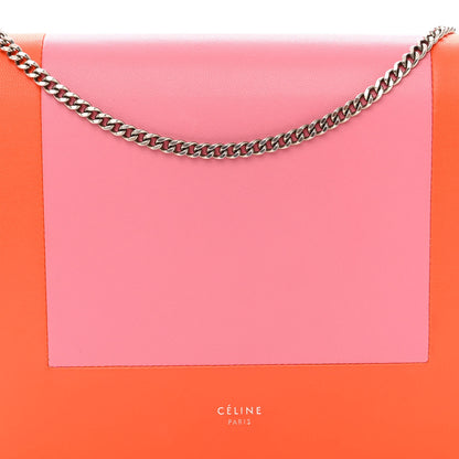 Celine Smooth Lambskin Frame Evening Chain Clutch Steel Orange Flamingo 7 of 9