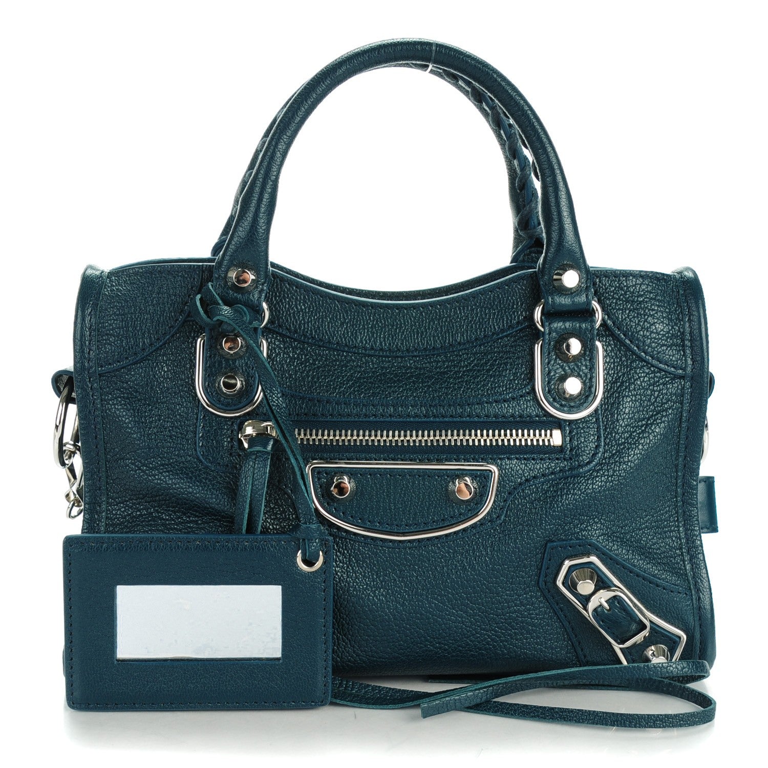 Balenciaga Chevre Silver Metallic Edge Hardware Mini City Bleu Paon 1 of 8