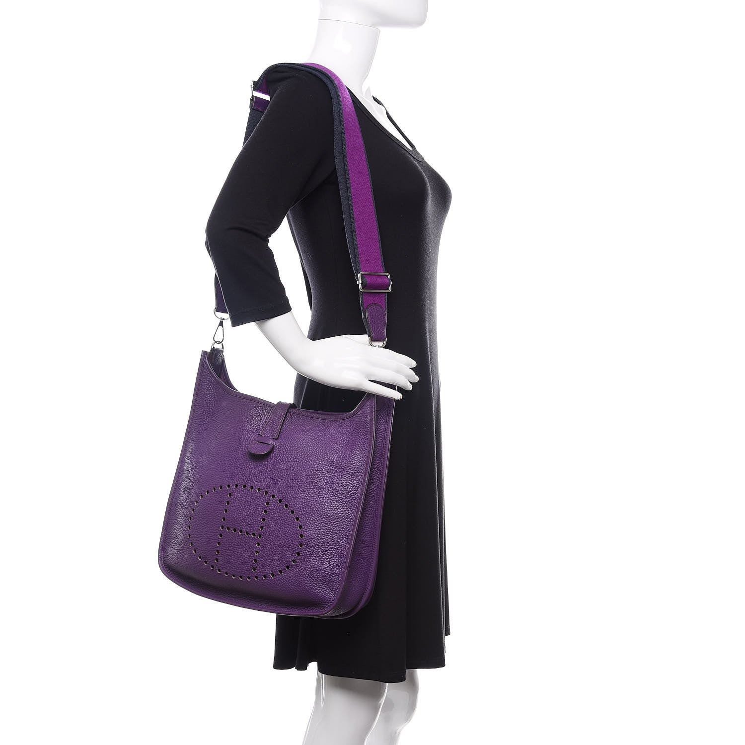 Hermes Taurillon Clemence Amazone Evelyne III GM Ultraviolet 2 of 10