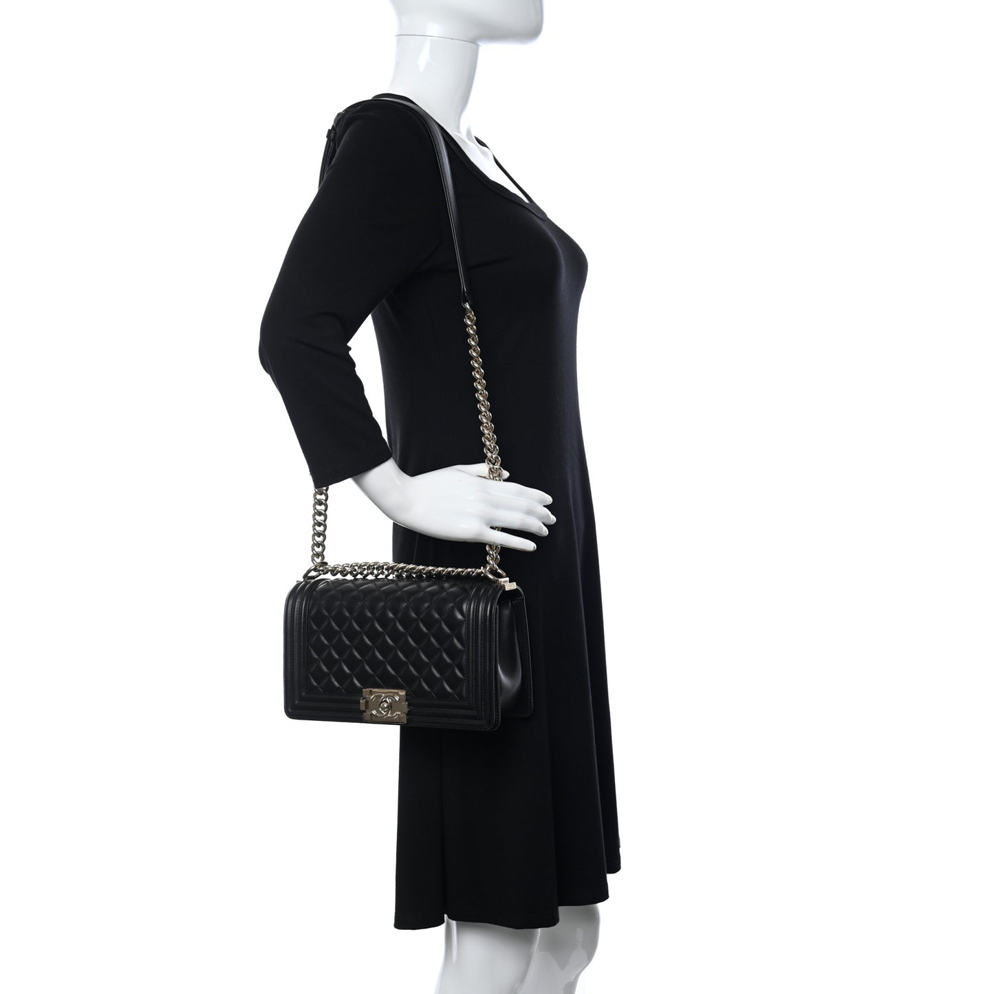 Lambskin Quilted Medium Boy Flap Black