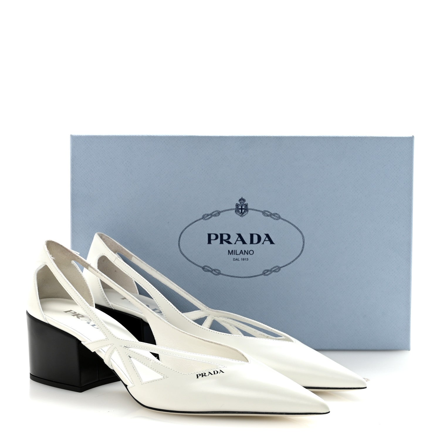 Prada Spazzolato Cutout 55mm Pumps 39 White 9 of 9