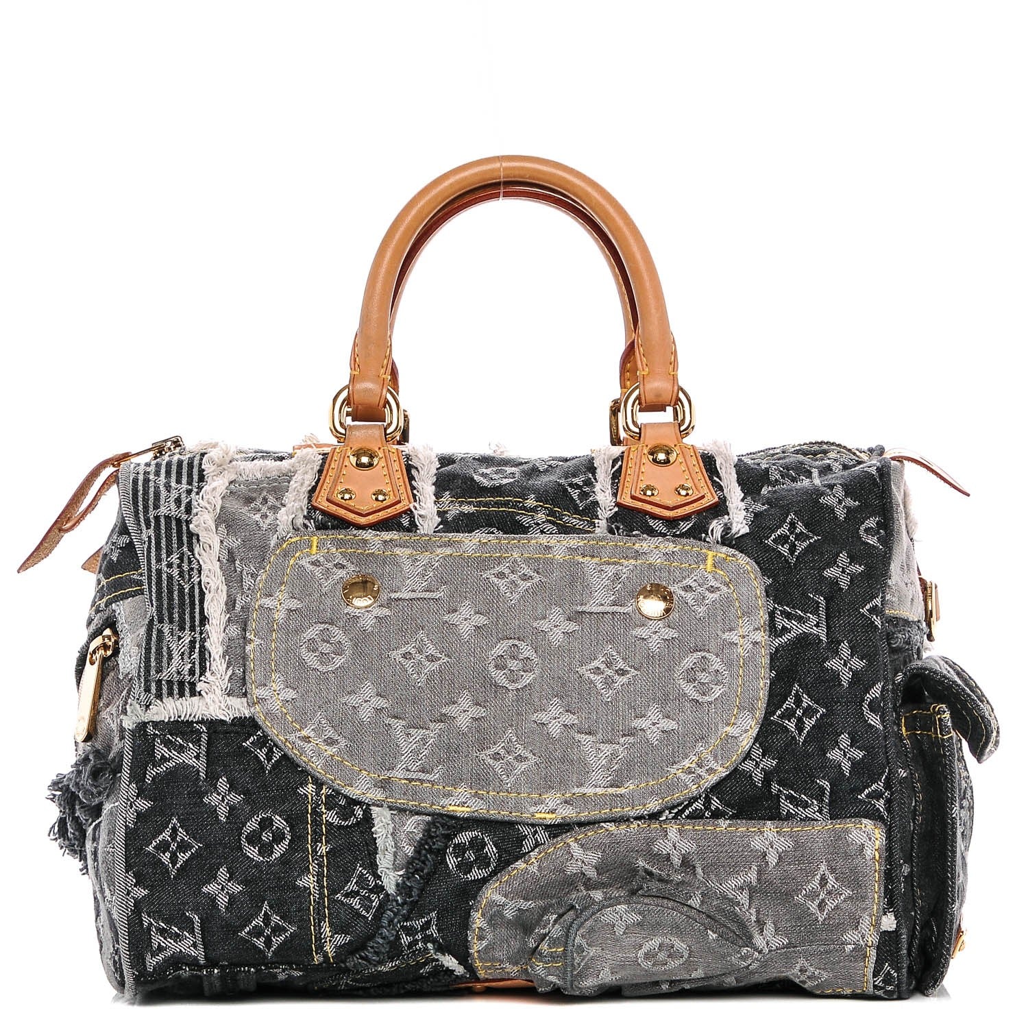 Louis Vuitton Denim Patchwork Speedy 30 Grey 3 of 8