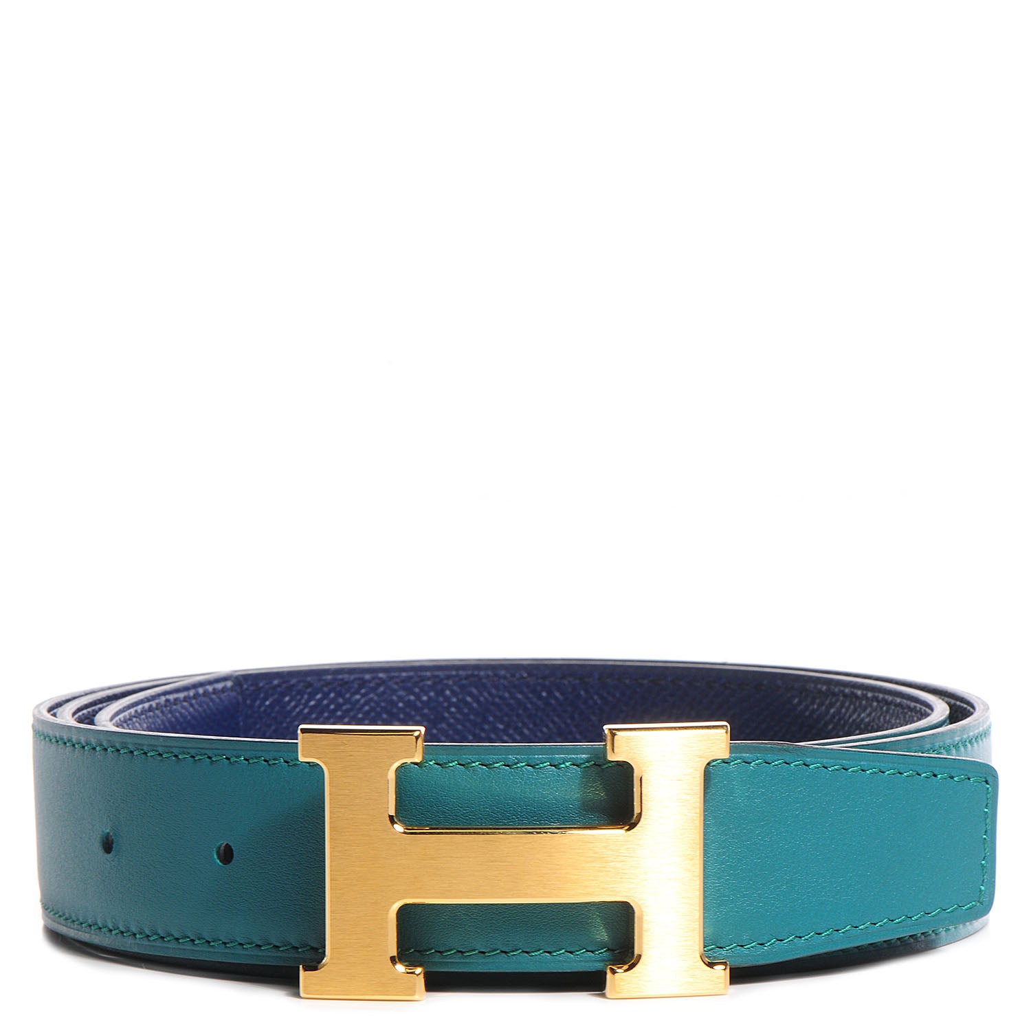 Hermes Swift Epsom Reversible Brushed Constance 32mm H Belt 95 Malachite Bleu Sapphire 1 of 9