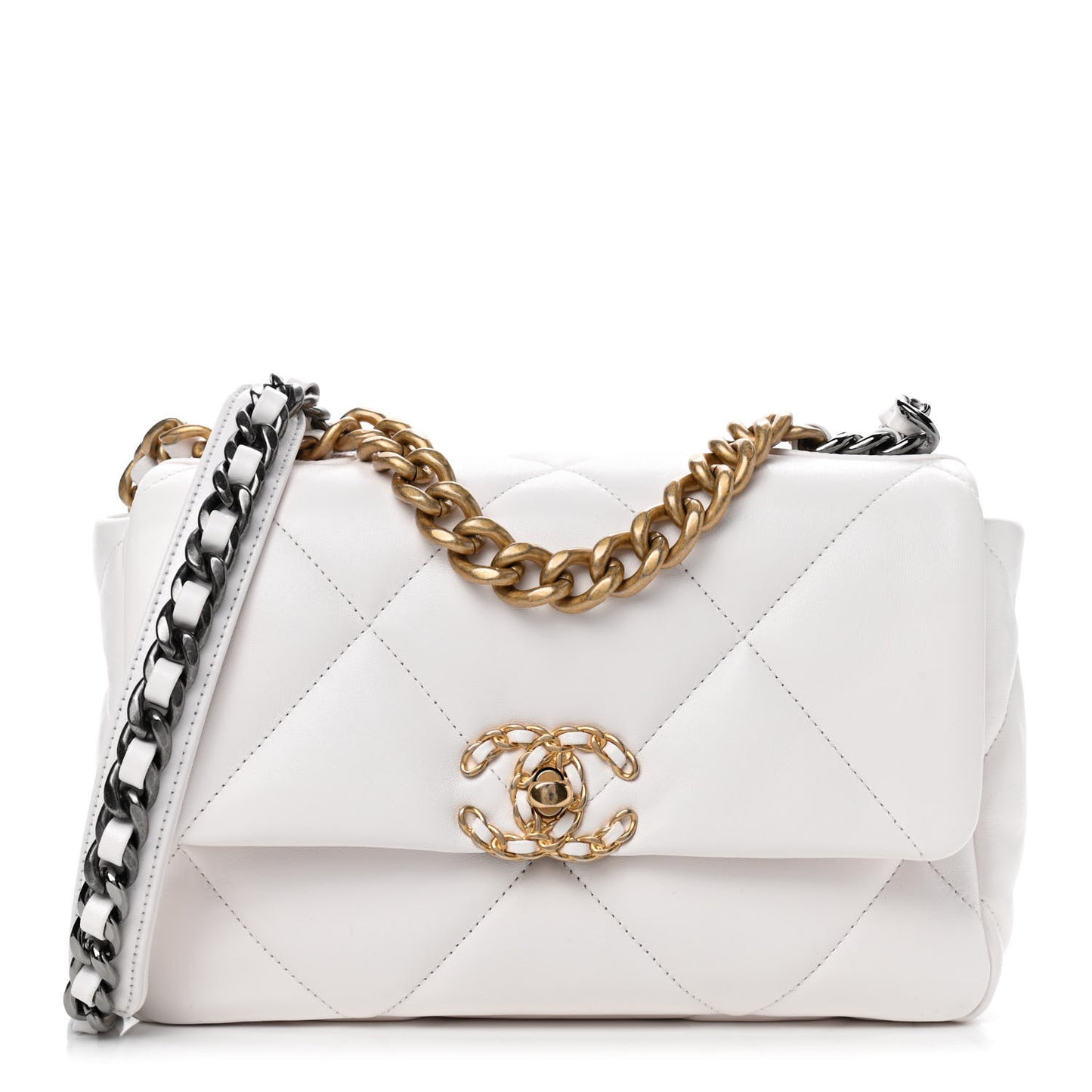 Lambskin Quilted Medium Chanel 19 Flap White