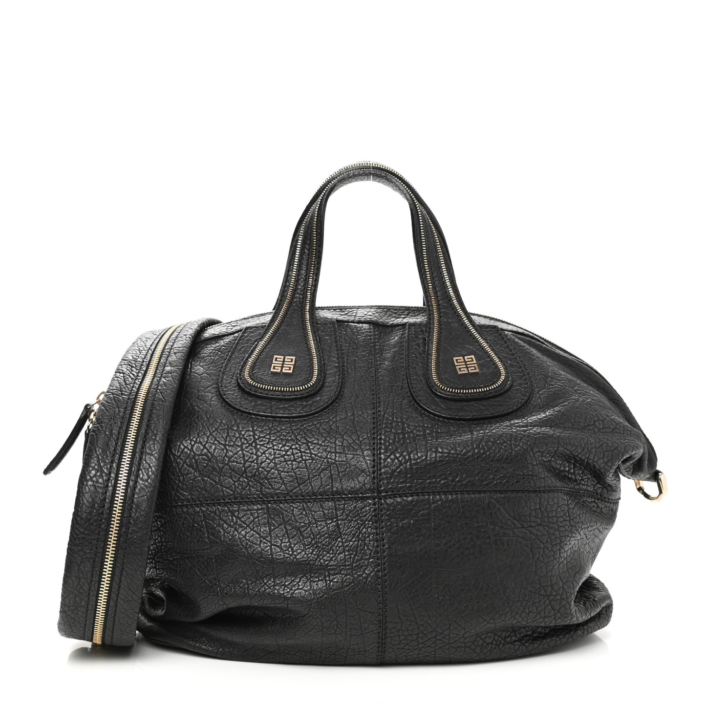 Pebbled Lambskin Zip Animation Medium Nightingale Black