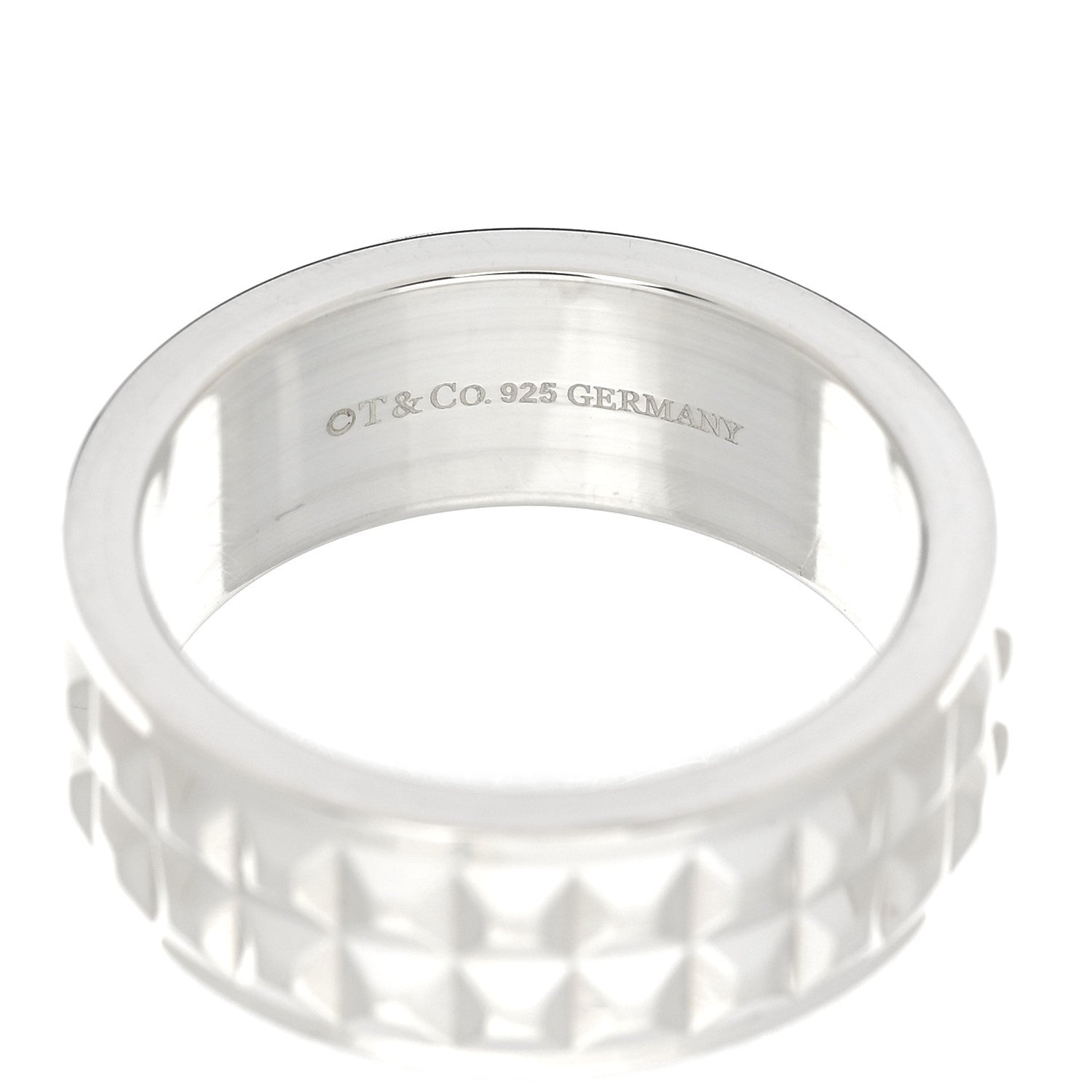 Tiffany Sterling Silver Two Row Diamond Point Band Ring 59 8.75 4 of 4