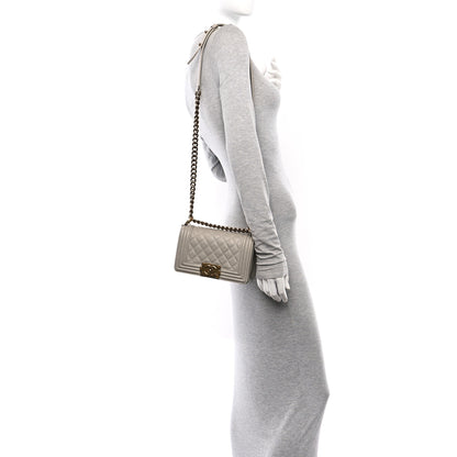 Chanel Caviar Quilted Small Boy Flap Light Grey 2 of 10