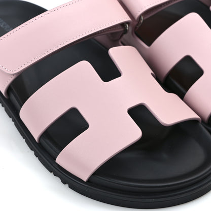 Hermes Calfskin Womens Chypre Sandals 38 Rose Porcelaine 9 of 10