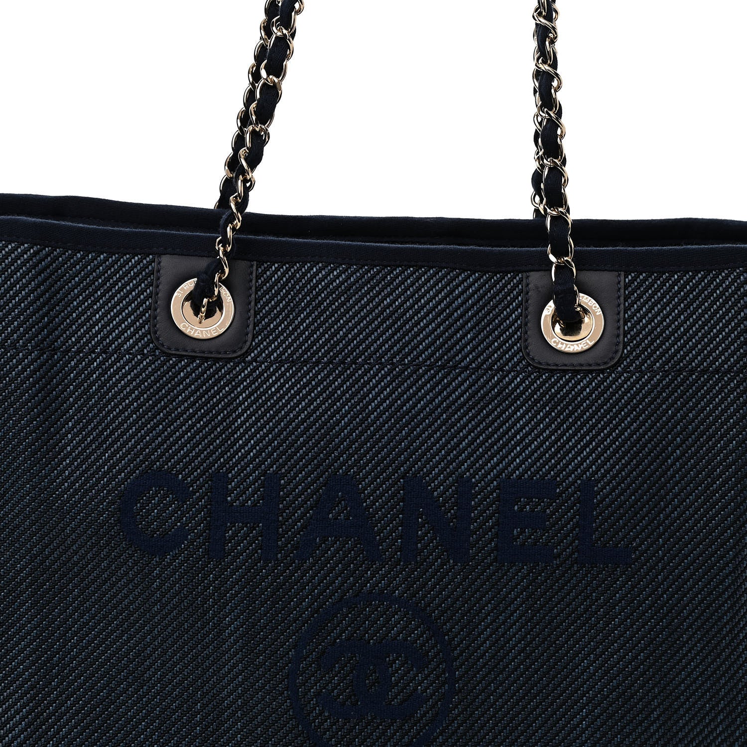 Chanel Mixed Fibers Small Deauville Tote Navy Blue 10 of 11