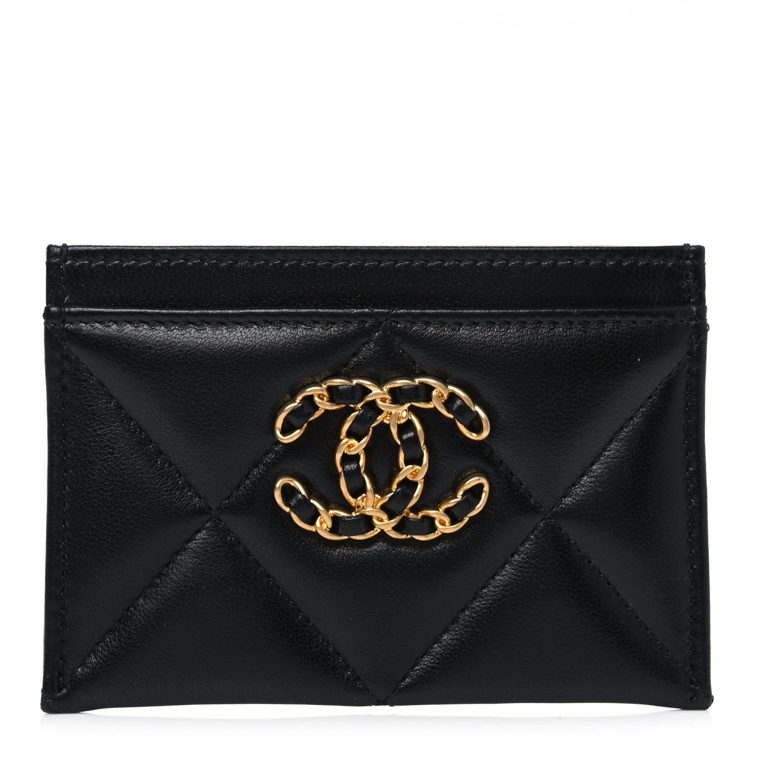 Chanel Lambskin Quilted Chanel 19 Card Holder Black 1 of 6