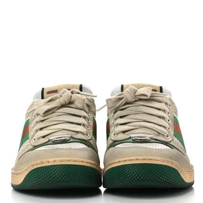 Gucci Nubuck Web Womens Screener Sneakers 37.5 Dusty Milk New Mystic White Vintage Green 2 of 8