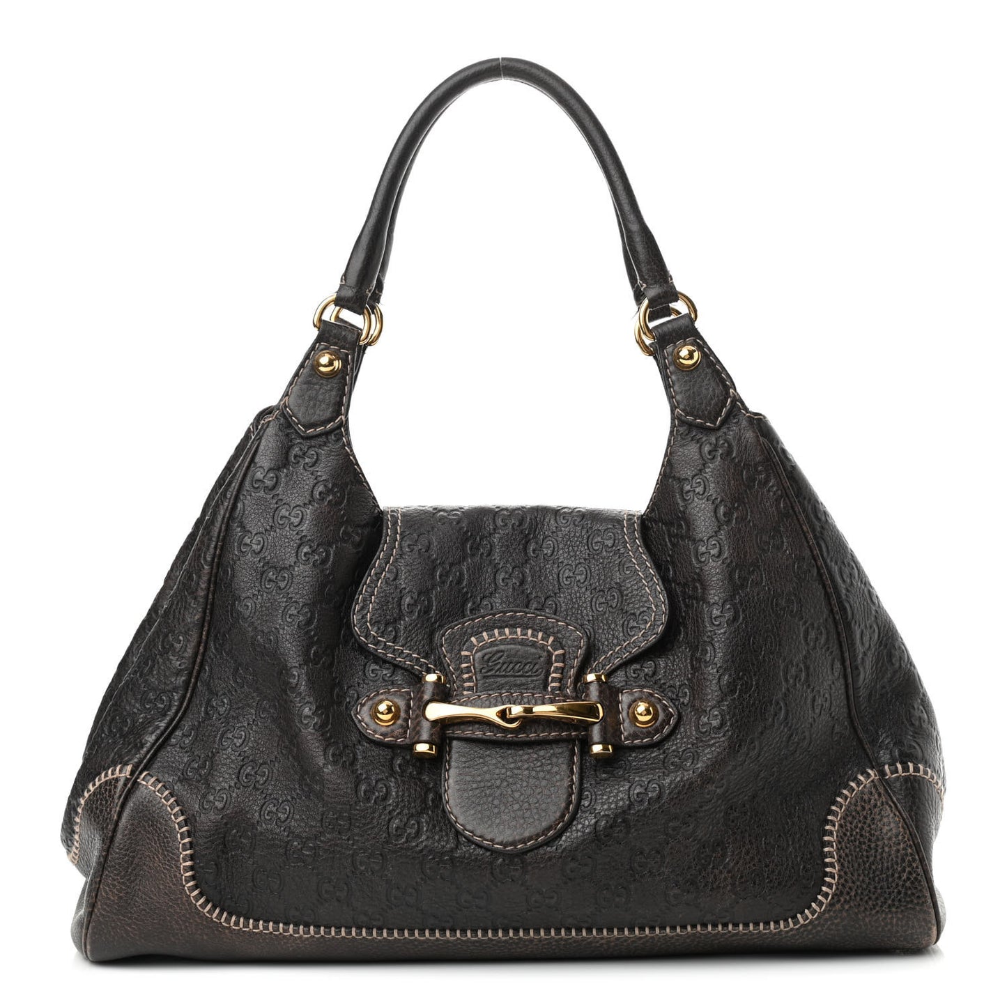Guccissima Large New Pelham Shoulder Bag Dark Brown